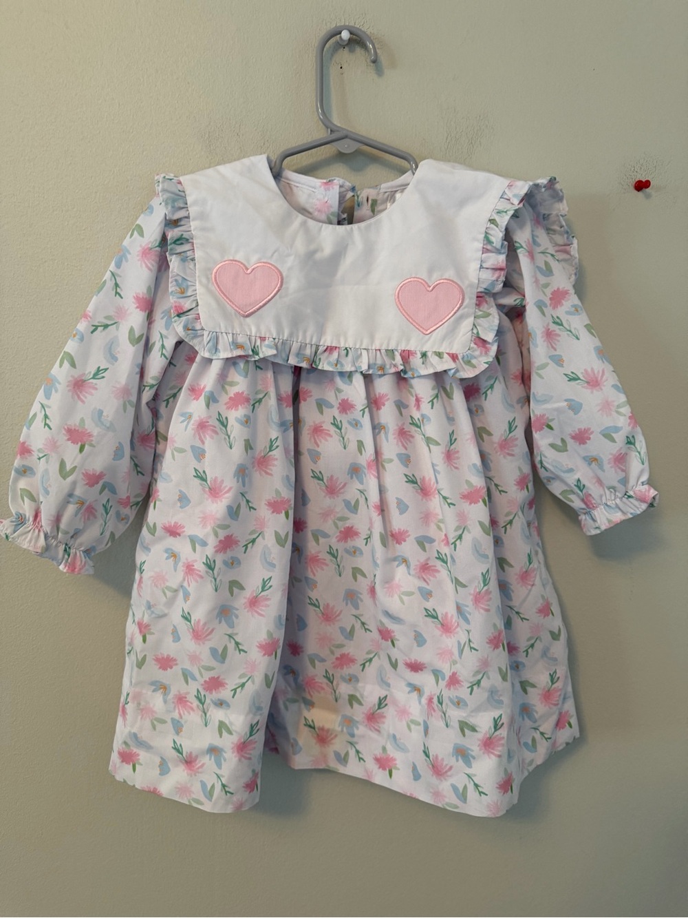 Cecil and Lou Pink Floral Heart-Trim Dress